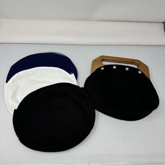 Vintage Bermuda Bag Wood Handle Clutch 4 Interchangeable Covers - Picture 1 of 9